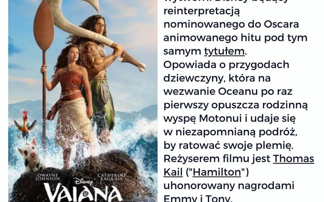 Aktorska „Vaiana” (2026) już za chwilę w Kinie Zdrój!