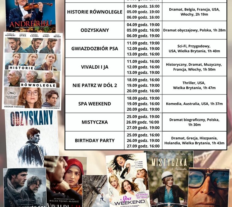 Kino Zdrój Ciechocinek – repertuar na wrzesień