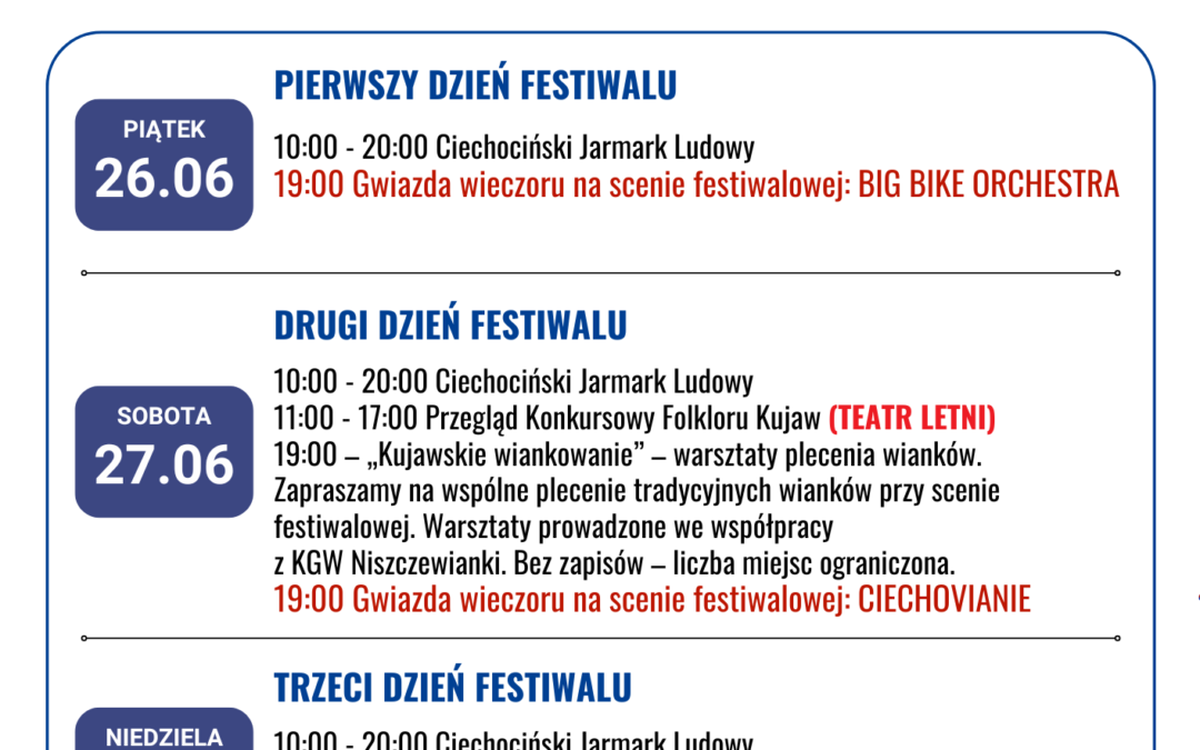 Zmiana lokalizacji przeglądu konkursowego Folkloru Kujaw